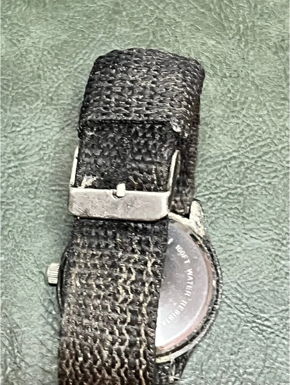 Vintage Black Military Style Water Resistant Watch with Fabric Strap